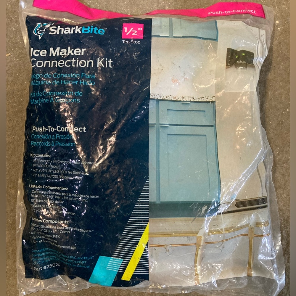 SharkBite 25024 Push-to-Connect Ice Maker Installation Kit with 1/2" Tee Stop